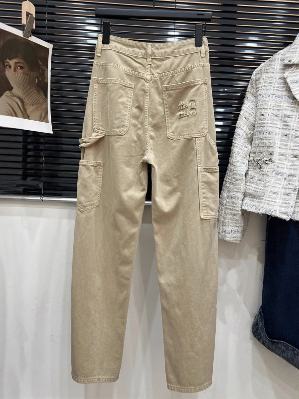 高版本【深圳南油】MIU系复古奶茶色工装牛仔长裤重工洗水工艺|undefined