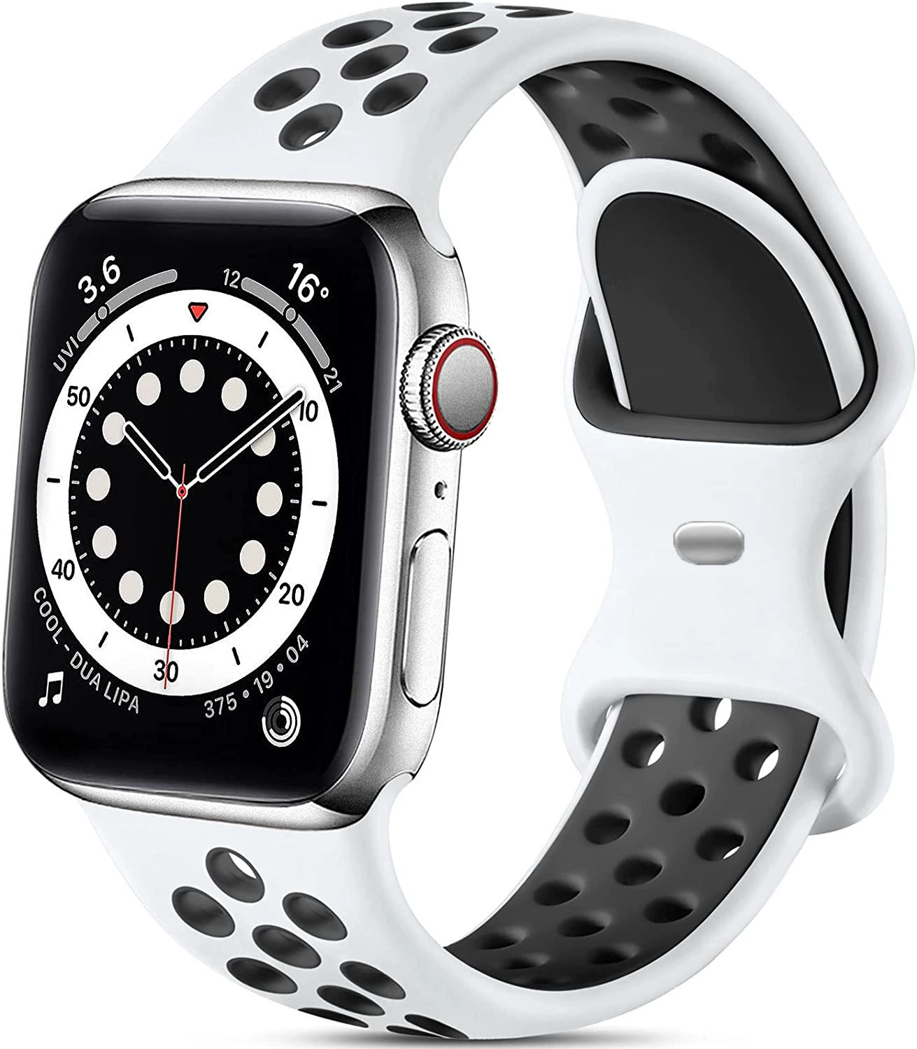 Применимый AppleWatch7 Apple двухцветный Nike силиконовый ремешок iWatch8 бабочка пряжка двухцветный дыхательный