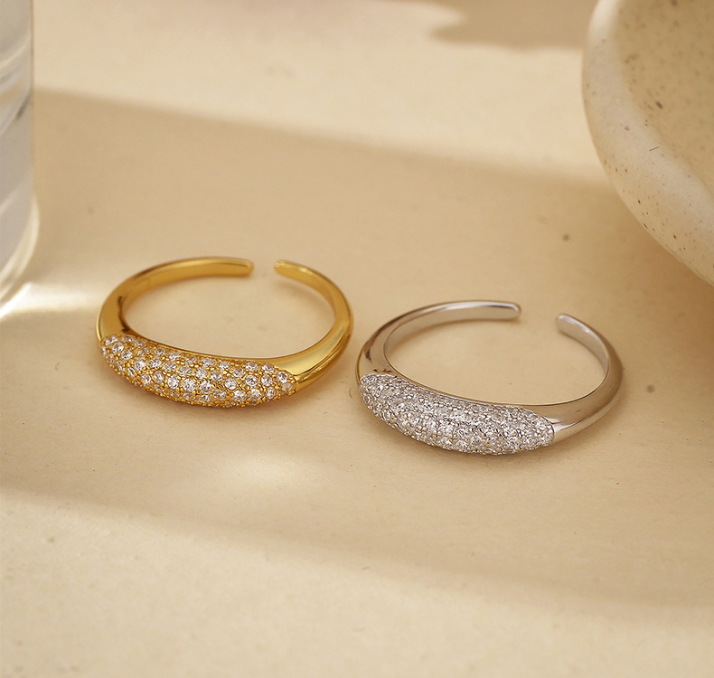 2g Weight Zircon Inlay Material Open Rings Classification 1 Piece Quantity Date, Tea Party Occasion 925 Sterling Silver Material Geometric Pattern All Seasons Season Unisex Gender Simple Style, Shiny Style Plating Craft 925 Sterling Silver Geometric Open Rings 925 Sterling Silver Rings 5