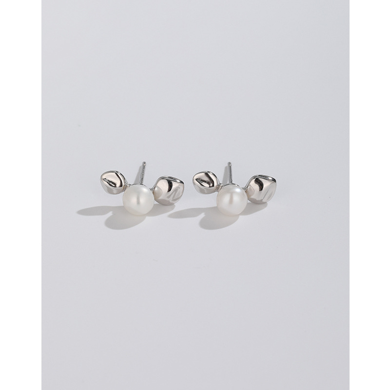 Pendientes de perlas de agua dulce de plata esterlina 925 pendientes de lujo de alta calidad elegante diseño de nicho pendientes de guisantes simples para mujeres