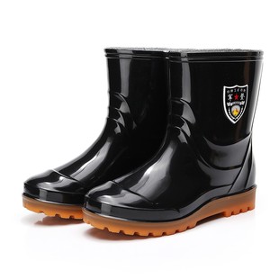 Mid-Calf Rain Boots, Rain Boots, Men's Water Shoes, Overshoes, Waterproof Rubber Shoes, Labor Protection Boots, Wear-Resistant Tendon Sole Rain Boots, Water Shoes, Soft Surface