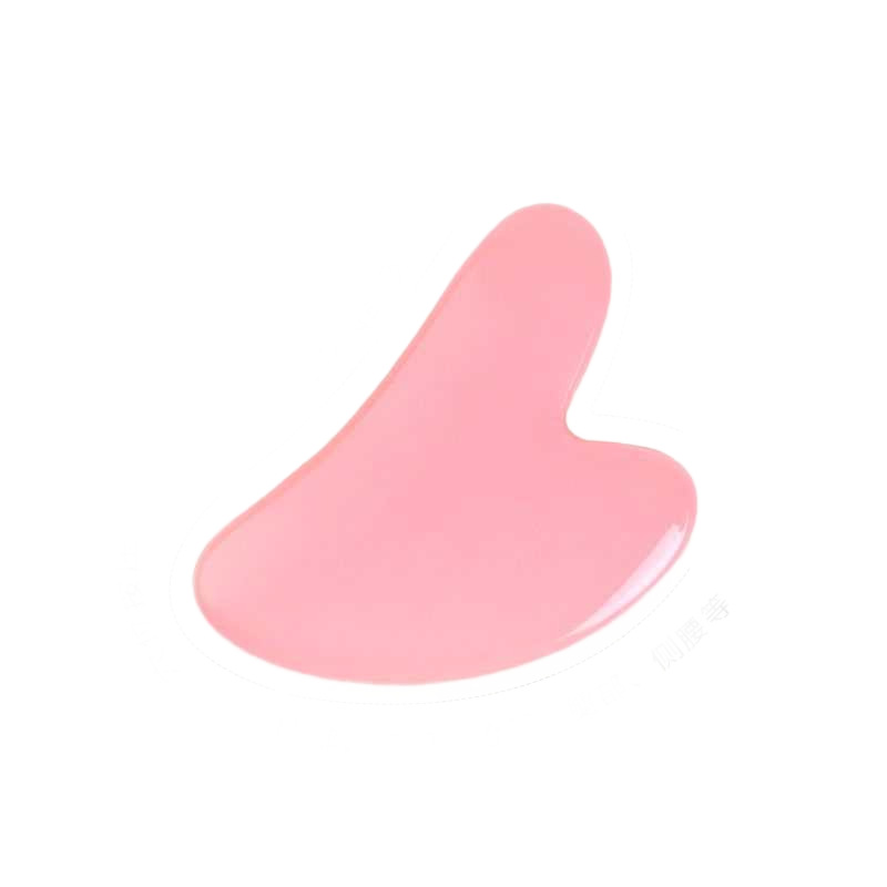 masajeador de rodillos de cristal de polvo en forma de corazón, masajeador de rodillos de doble cabeza, placa de belleza facial de cristal rosa