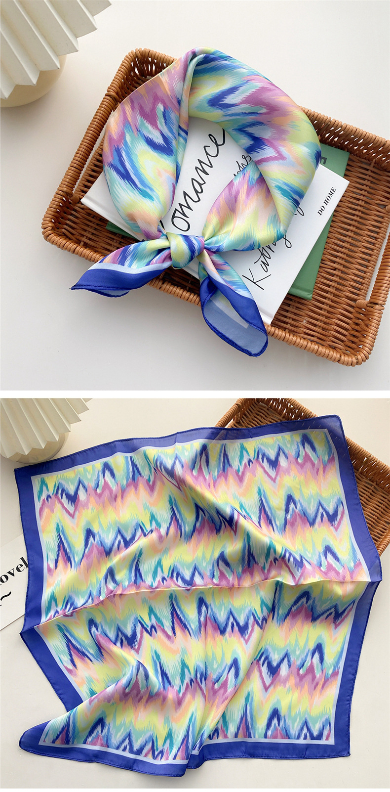 Satin Material Fashion Sweet Thin Small Printing Square Towel Silk Women's Scarf 53*53