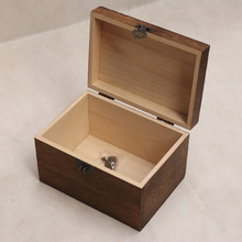 桐木碳化做旧复古带锁收纳盒实木质桌面收纳杂物小箱子Zakka家用