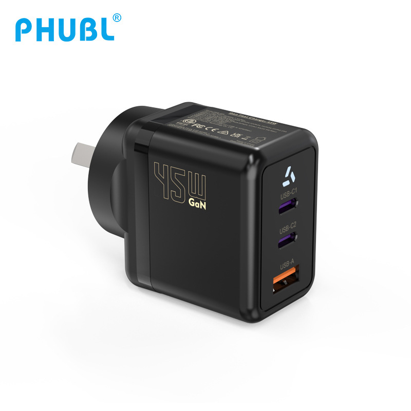 El cargador estándar australiano del nitruro de galio PD45W modificó la cabeza de carga certificada SAA del teléfono tres-en-uno de la tableta del cuaderno