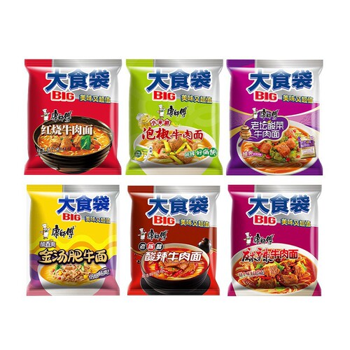 Master Kong Instant Noodles BIG Big Food Bag Braised Spicy Beef Noodles Golden Soup Fat Beef Sauerkraut Bagged Instant Noodles Wholesale