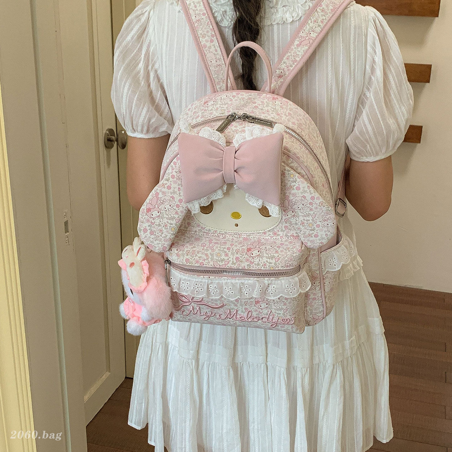 Mujeres de gran capacidad mochila de estudiantes de dibujos animados mochila de viaje 2026 arco dulce nuevo lindo mochila flor triturada
