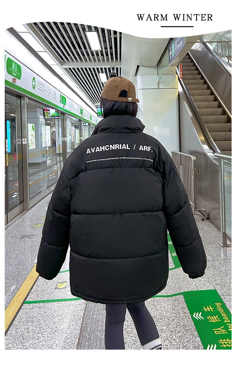 Women's Down Coat Mid Length Standing Collar Thickened Bread Style_voghion.com