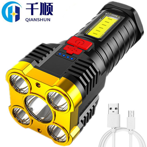 Cross-border five-core explosive flashlight strong light rechargeable super bright small special forces outdoor multi-function led long-beam light