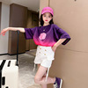 T-shirt, children's summer summer clothing for leisure, western style, gradient, suitable for teen, loose fit