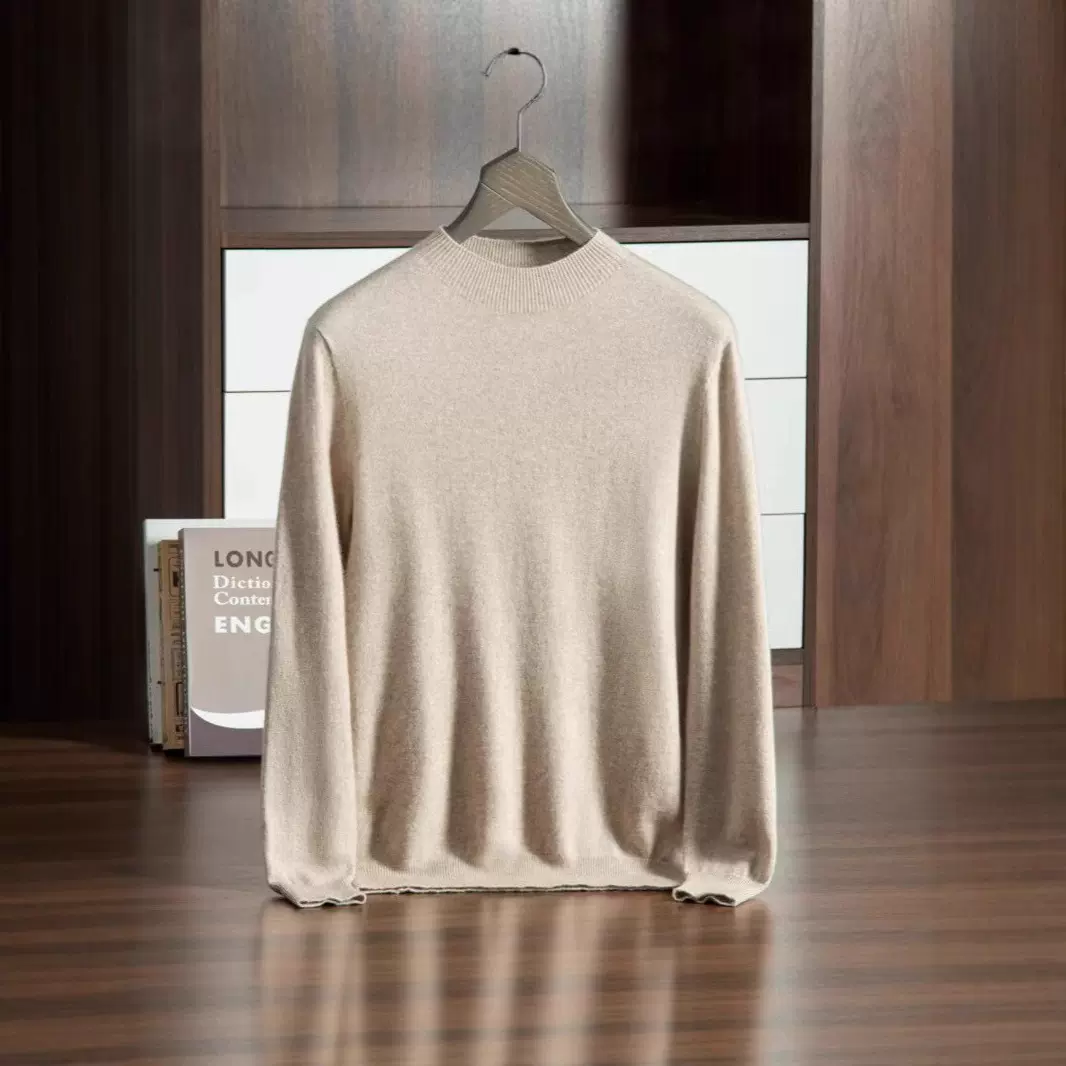 2025新款百搭纯色打底衫山羊绒男士圆领毛衣时尚休闲长袖t恤