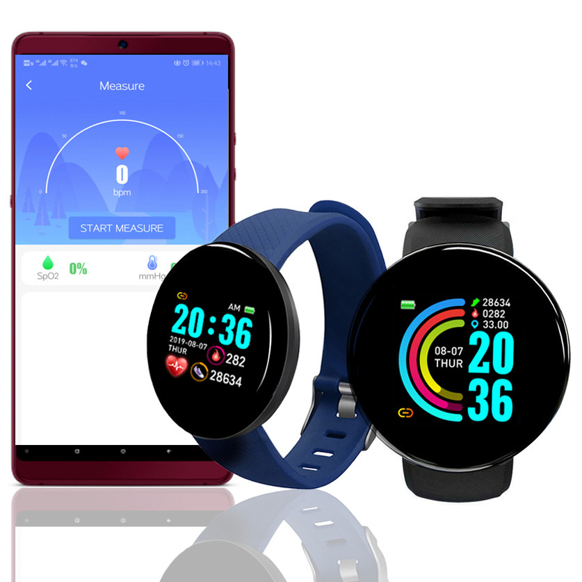 The D18 smart bracelet features a color circular screen for heart rate, blood pressure, sleep monitoring, step counting and sports, with a size of 1.44 inches full figure
