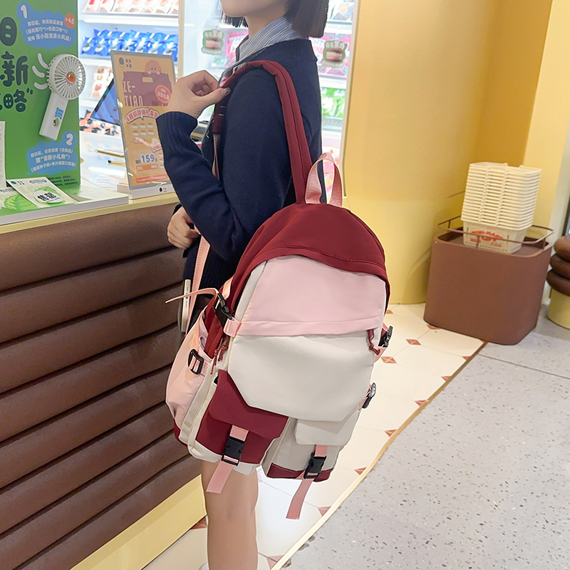 2024 nueva moda ins mochila escolar femenina estudiante de secundaria mochila de gran capacidad fuera de la bolsa de la computadora mochila de viaje mujer