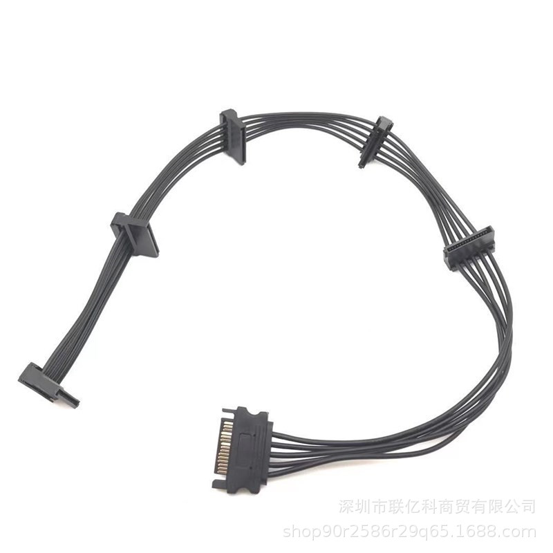 全铜SATA一拖五 刺破式 15Pin 硬盘电源线一拖五 SATA串口扩展线