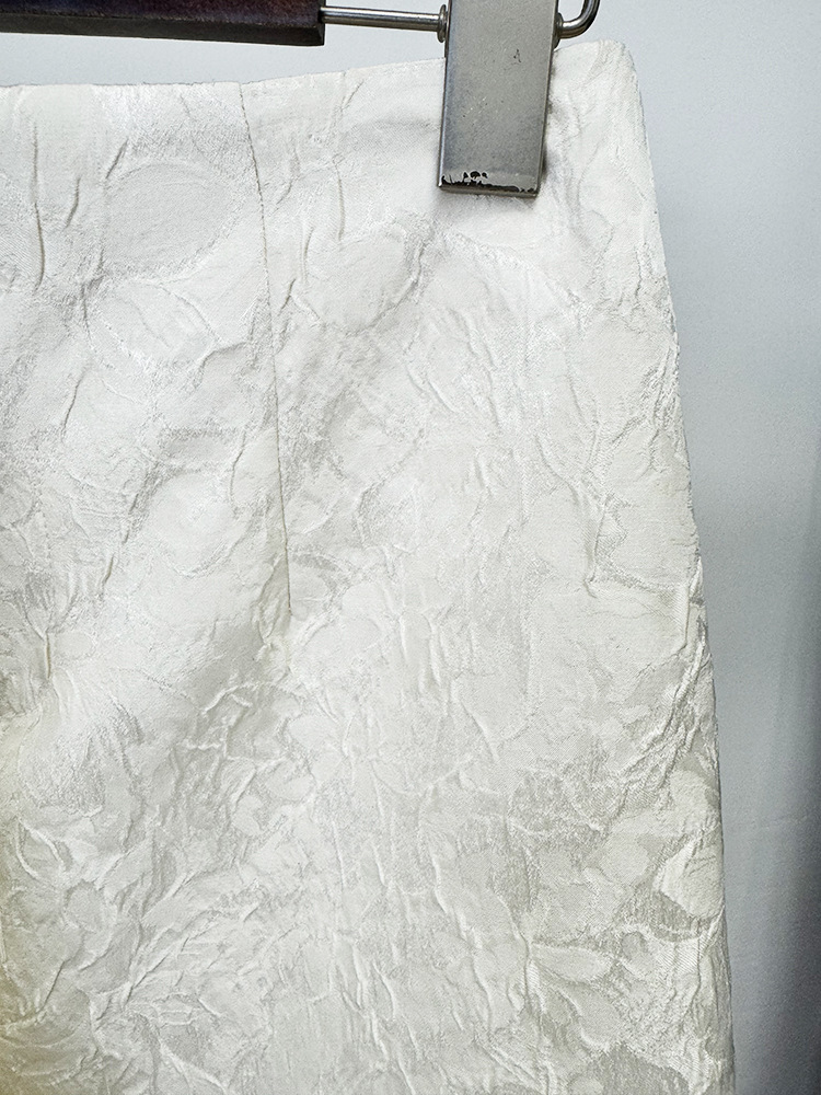 Jacquard Stitching Blazer with Skirt Long Skirt Two Piece Set