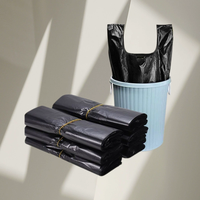 Черный мешок для мусора с ушками для домашнего использования, утолщенный большой размер, одноразовый пластиковый пакет с ручкой, независимая станция AliExpress.