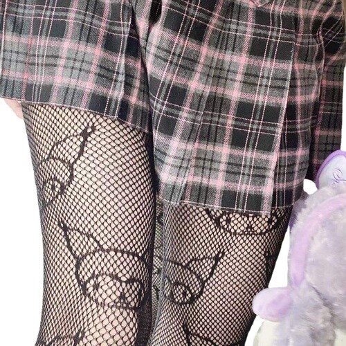 Cross-border fishnet stockings, devil head cartoon stockings, Lolita mesh socks, Kuromi pantyhose