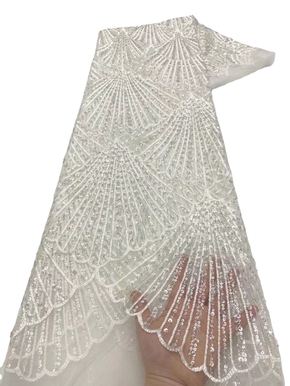 Vestido de novia francés tela de tubo de cuentas patrón de vietilla vestido de lentejuelas vestido de novia de encaje JX2485 image 4