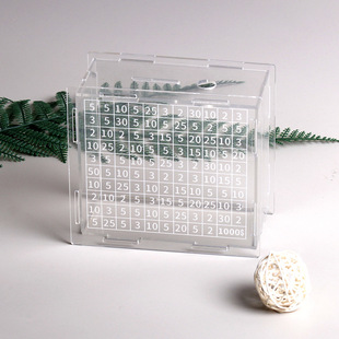 Spliced ​​Transparent Acrylic Piggy Bank to Record Deposit Amount, Desktop Decoration, Holiday Gift, Transparent Piggy Bank