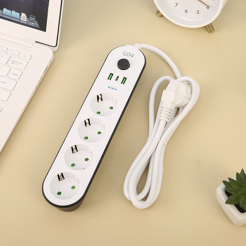 2USB+1PD欧孔欧规欧标插排带安全门总控开关袋装排插波兰白俄罗斯