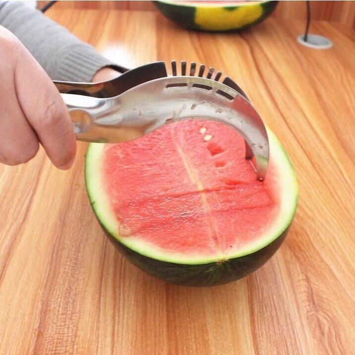 新款不鏽鋼西瓜切塊器 創意家用西瓜分割工具挖瓜取肉水果夾工具