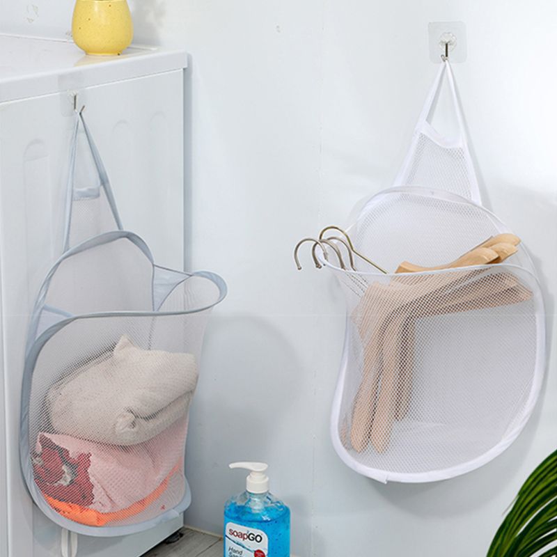 IYR7 Dirty Clothes Basket Laundry Storage Basket Foldable Laundry Hamper Bathroom Clothes Hook Bag Home Wall Mount Model