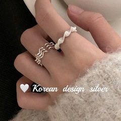 韓國ins風 S925純銀旋螺扁體戒指 女小眾高級感