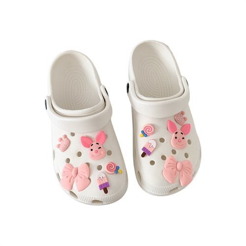 Baby Girl Cute Pig Head Hole Shoes Ins Style Thick Sole Beach Slides Outdoor Summer Sandals