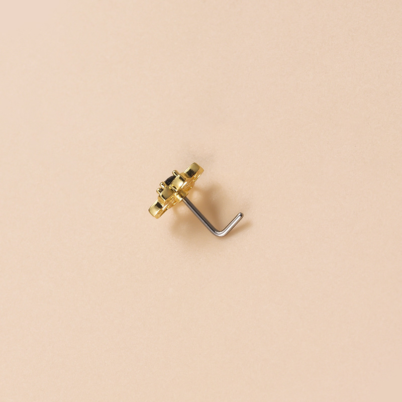 316L Stainless Steel , Copper Material 1 Piece 316L Stainless Steel Copper Artificial Pearls Zircon Nose Rings & Studs Geometric Waterproof Non Tarnish Surgical Steel