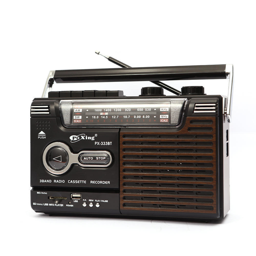 PX-333BT Yog'och donli retro ko'p funksiyali lenta pleyeri/magnitofon/Bluetooth yozuvchisi