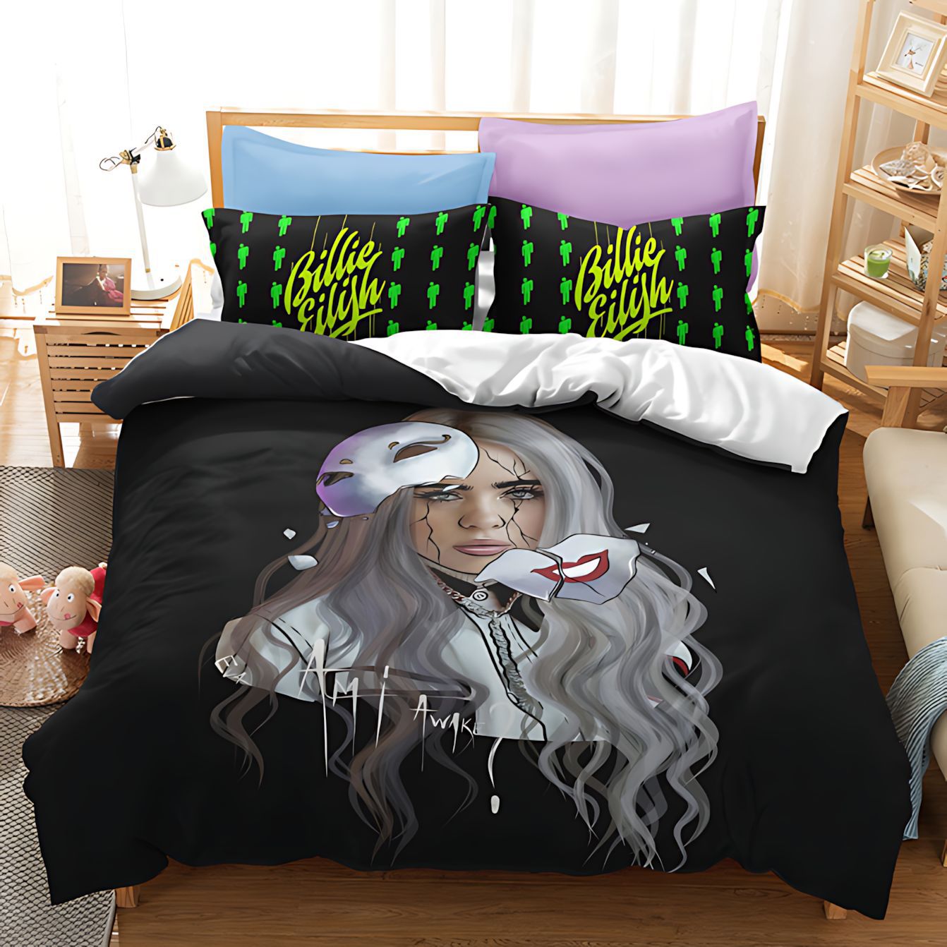 TEMU / JIT cross-border chica temática patrón de impresión digital edredón suave conjunto de ropa de cama estilo nórdico