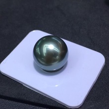 天然海水大溪地黑珍珠14-15mm直径 正圆强光基本无暇
