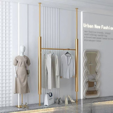 服装店展示架壁挂式陈列货架立柱上墙不锈钢钛金女装店挂衣服架子