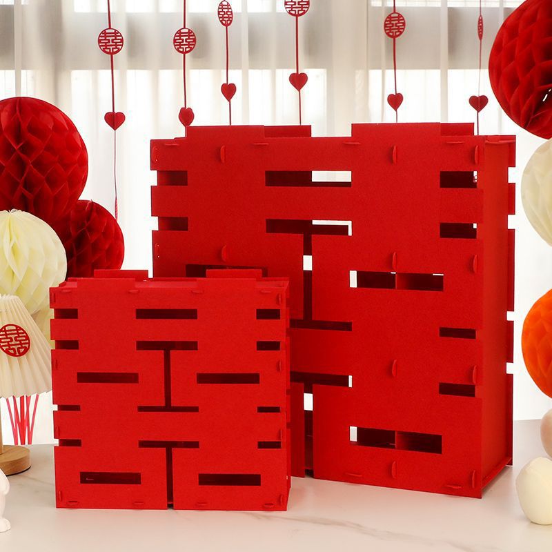 3D Double Happiness Wedding Decorations, Marriage Room Arrangement, Double Happiness Sticker for New Home, Bedroom, Living Room Decoration, Comprehensive Wedding Supplies