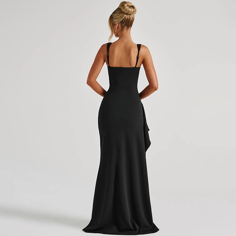 Women's Sexy Halter High Slit Maxi Dress – Elegant Evening Party Gown For Summer_ecoleips.com