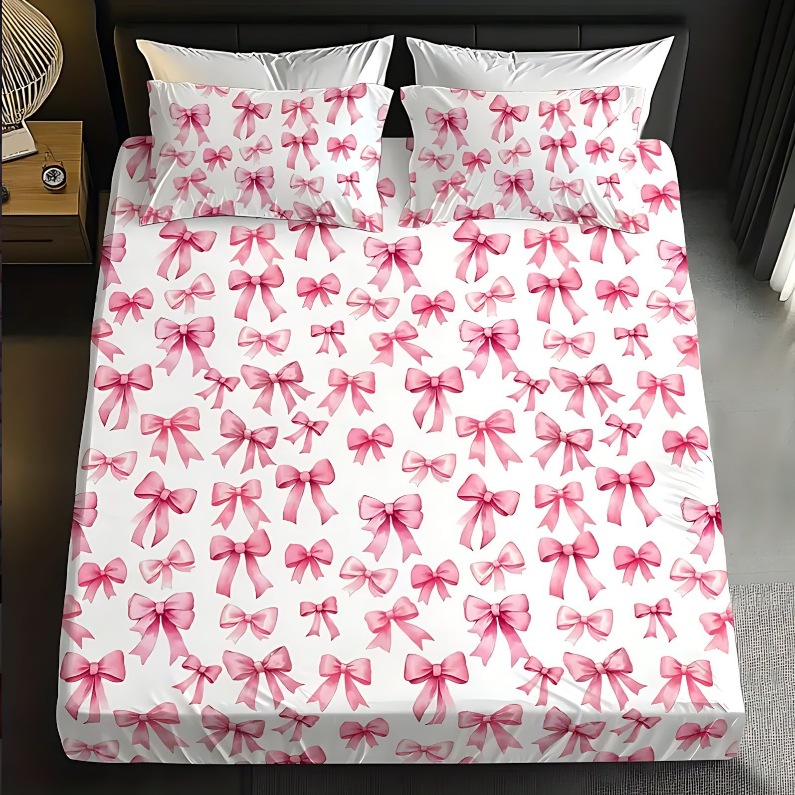 TEMU / JIT transfronterizo rosa arco de impresión digital HD cama de cama de cama de cama de cama