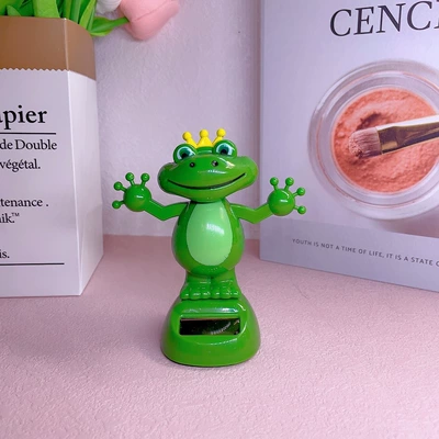 Cross-Border New Solar-Powered Frog Car Ornaments, Cartoon Doll Car Decorations, Interior Car Decorations (Car ornaments) - 12615-green