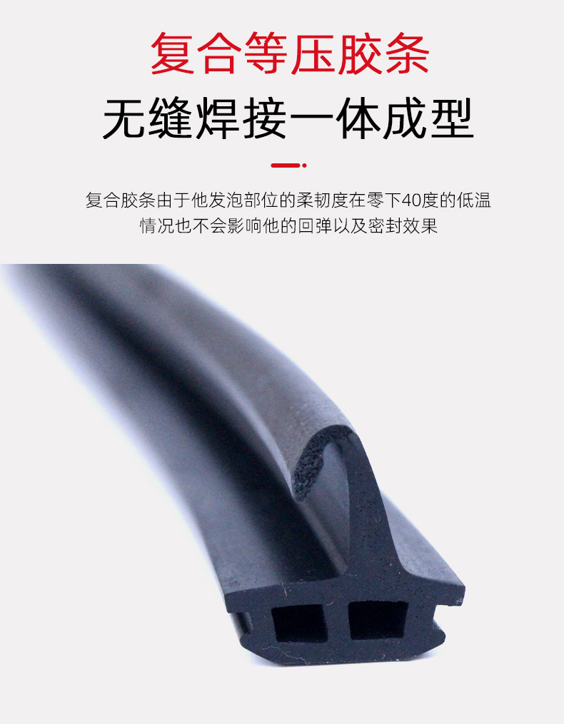 Composite rubber strip container car door and window noise reduction shockproof sealing strip EPDM rubber equal pressure sealing strip