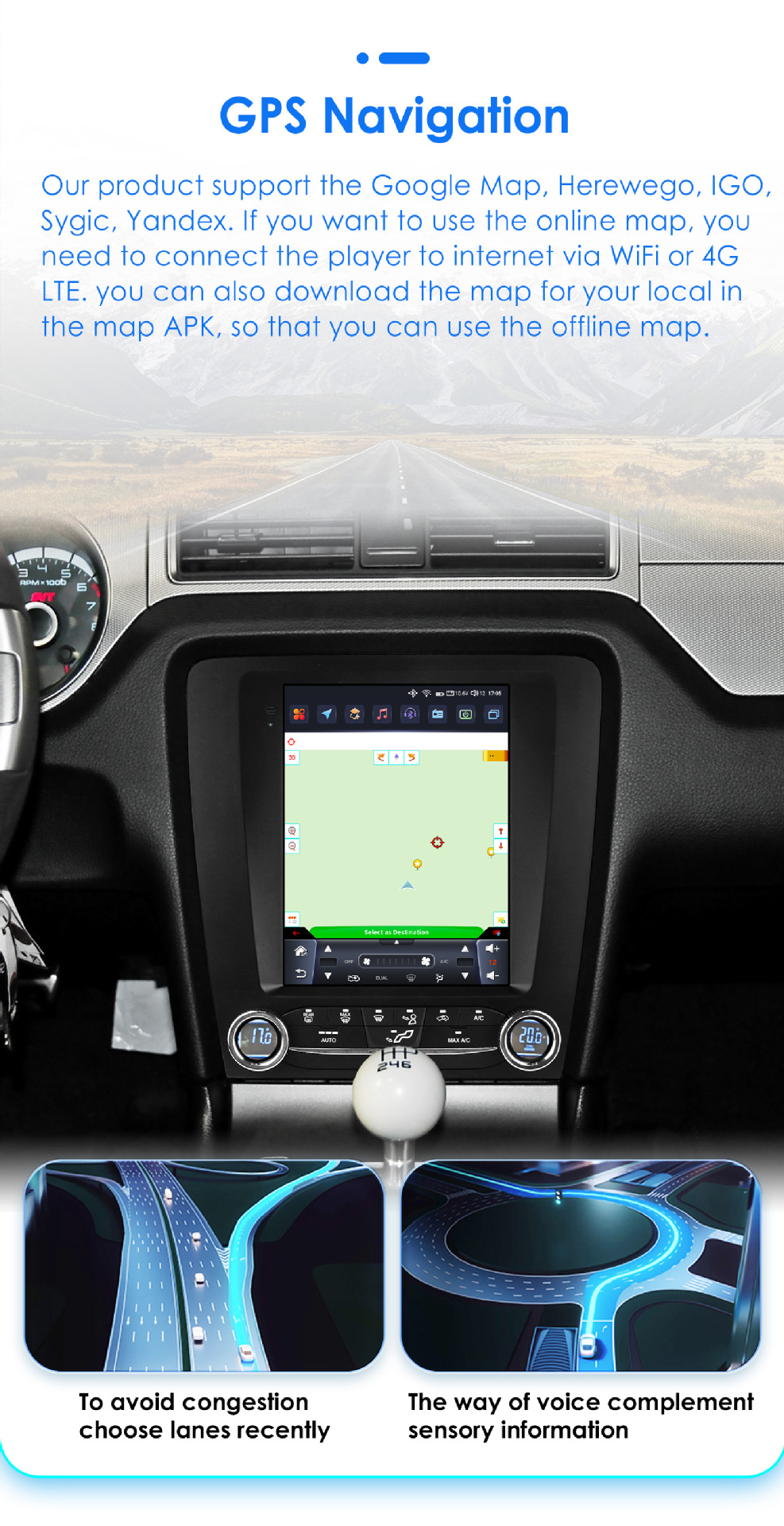 Suitable for 10-14 Ford Mustang Modified Models, Mustang-Specific 9.7inch Vertical Screen Android Large-Screen Navigation Gps