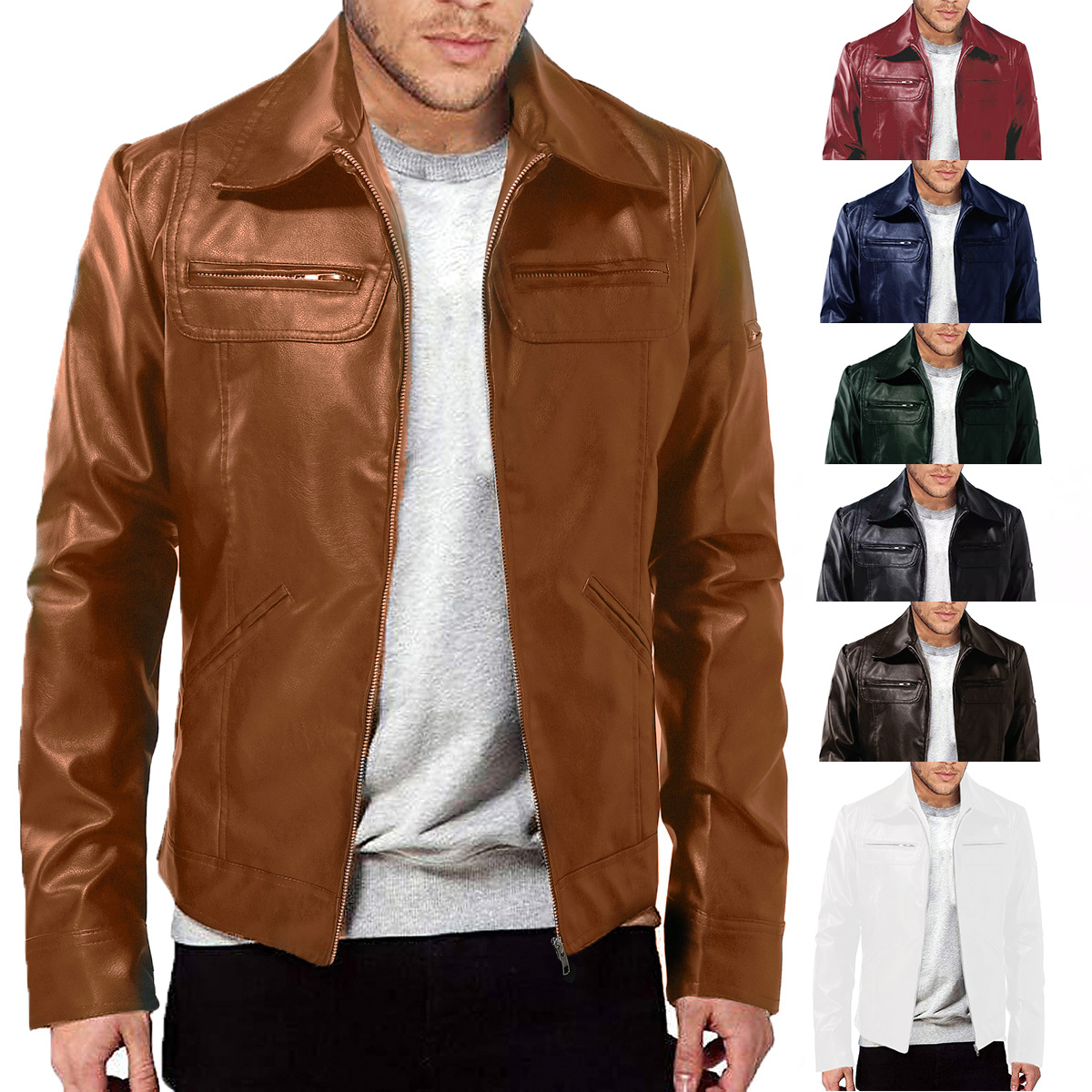 Neue PU 2024 Motorradjacke mit Lederkragen für Herren_voghion.com