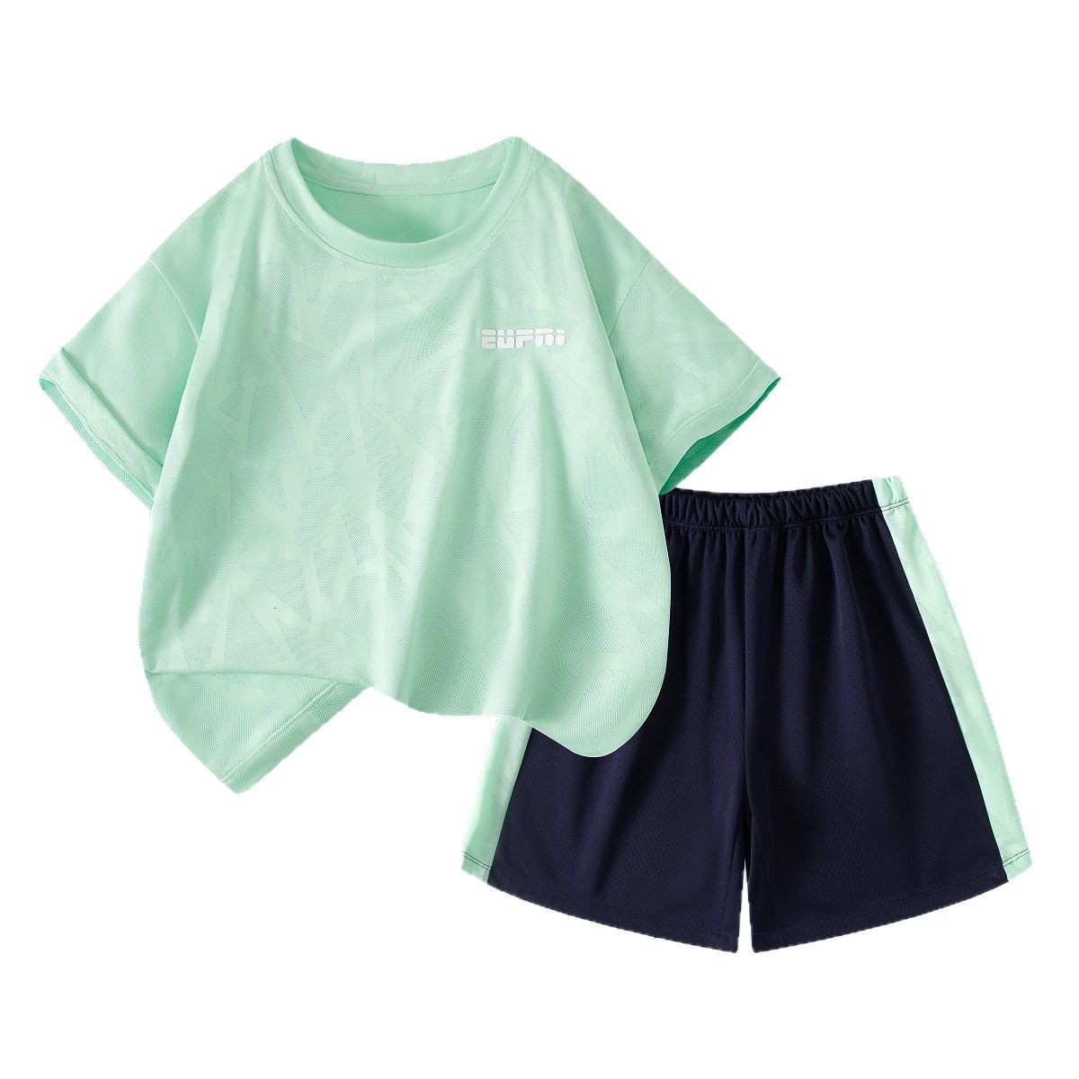 Boys' Sports Suit Summer Outfit Short-Sleeved Pants Sweat-Wicking T-Shirt Shorts Two-Piece Set Boys' Summer Clothes