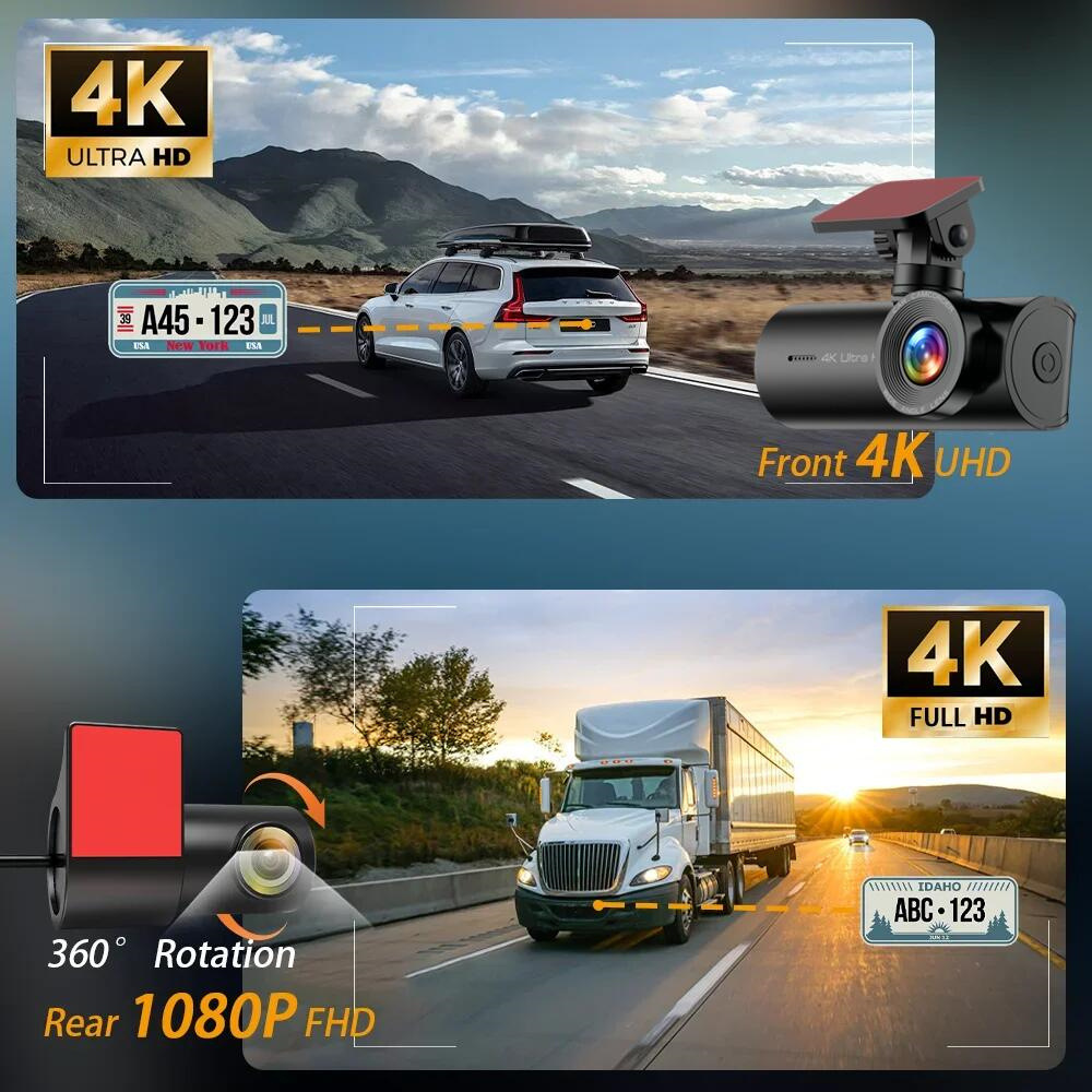 Cross-Border 4K Driving Recorder Front and Rear Dual Camera Wifi Ultra-High Definition Night Vision 24H Parking Monitoring Gps Reversing Image