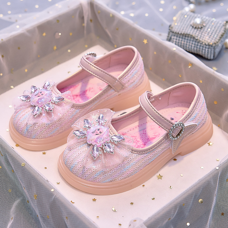 Girls' Small Leather Shoes Autum 2025 New Kidsren's Style Pink Flats Girls Fashion Princess Dance Shoes Students