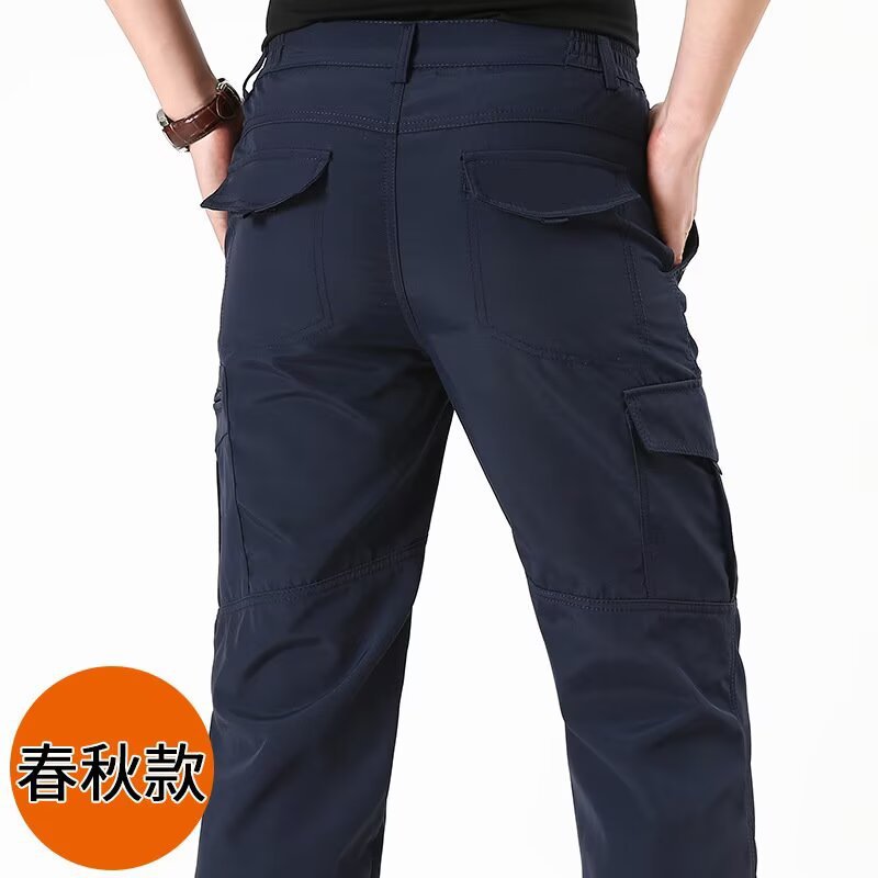 Pantalones de otoño e invierno para hombres, pantalones de asalto de montañismo de hombre con forro polar, impermeable y abrigo pantalones rectos elásticos con múltiples bolsillos nuevos