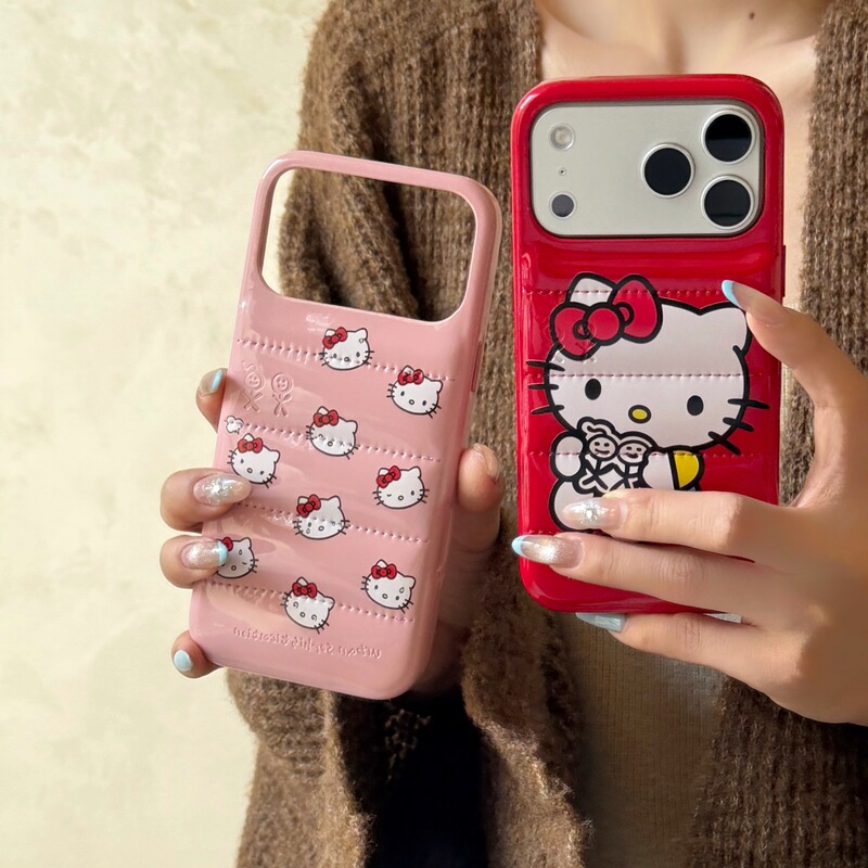 Cartoon Cute down Jacket Kt Cat Iphone17 Apple 16 Suitable for 14/15Pro Max Phone Case Anti-Fall 13 Cartoon Cute down Jacket Kt Cat Iphone17 Apple 16 Suitable for 14/15Pro Max Phone Case Anti-Fall 13