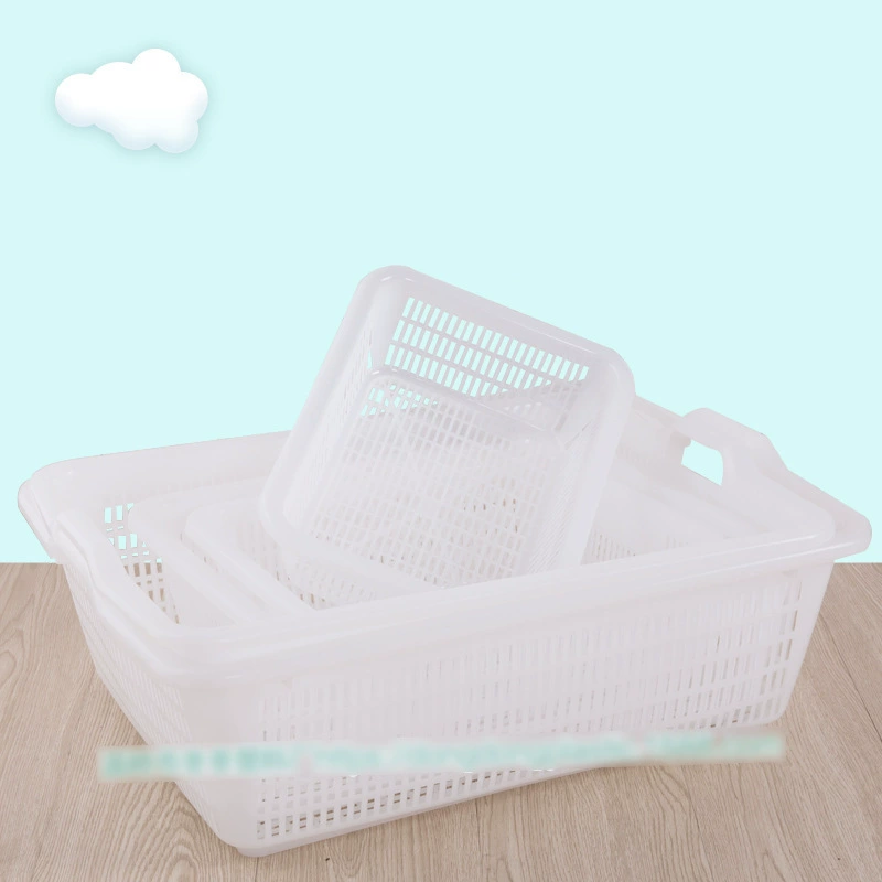 Rectangular Plastic Storage Basket, Multi-Size Vegetable Wash & Storage, Stackable