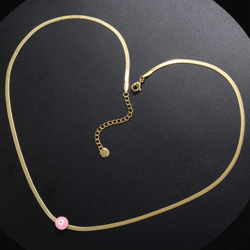 Stone-Free Inlay Material Necklace Classification 304 Stainless Steel Chain Material PVD Coated Devil'S Eye Stainless Steel Fashion Waterproof Non Tarnish 304 Stainless Steel Necklace