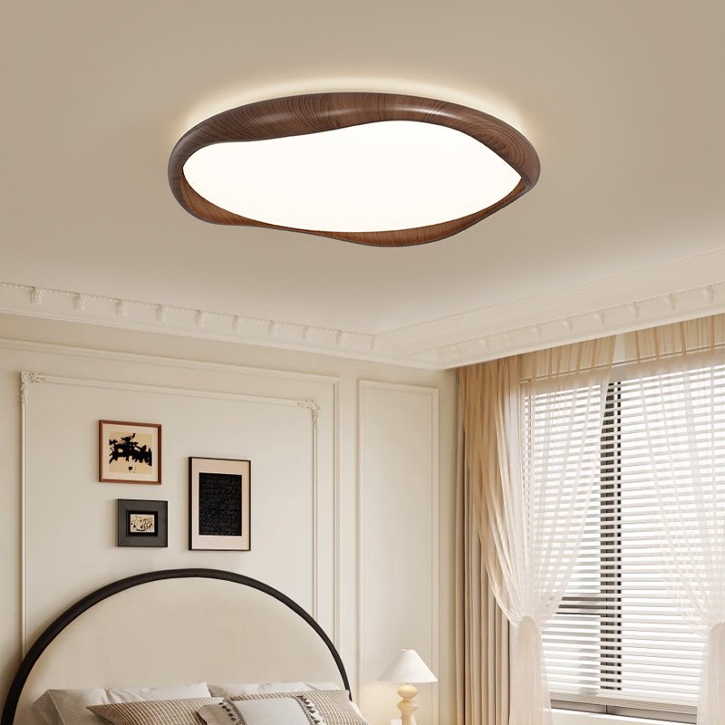 Luz de techo de dormitorio medieval retro de alta gama americana retro color nuez simple super brillante protección de los ojos sala lámpara Zhongshan