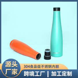 跨境美式360度出水不锈钢保温杯红酒瓶内外304不锈钢户外运动水瓶