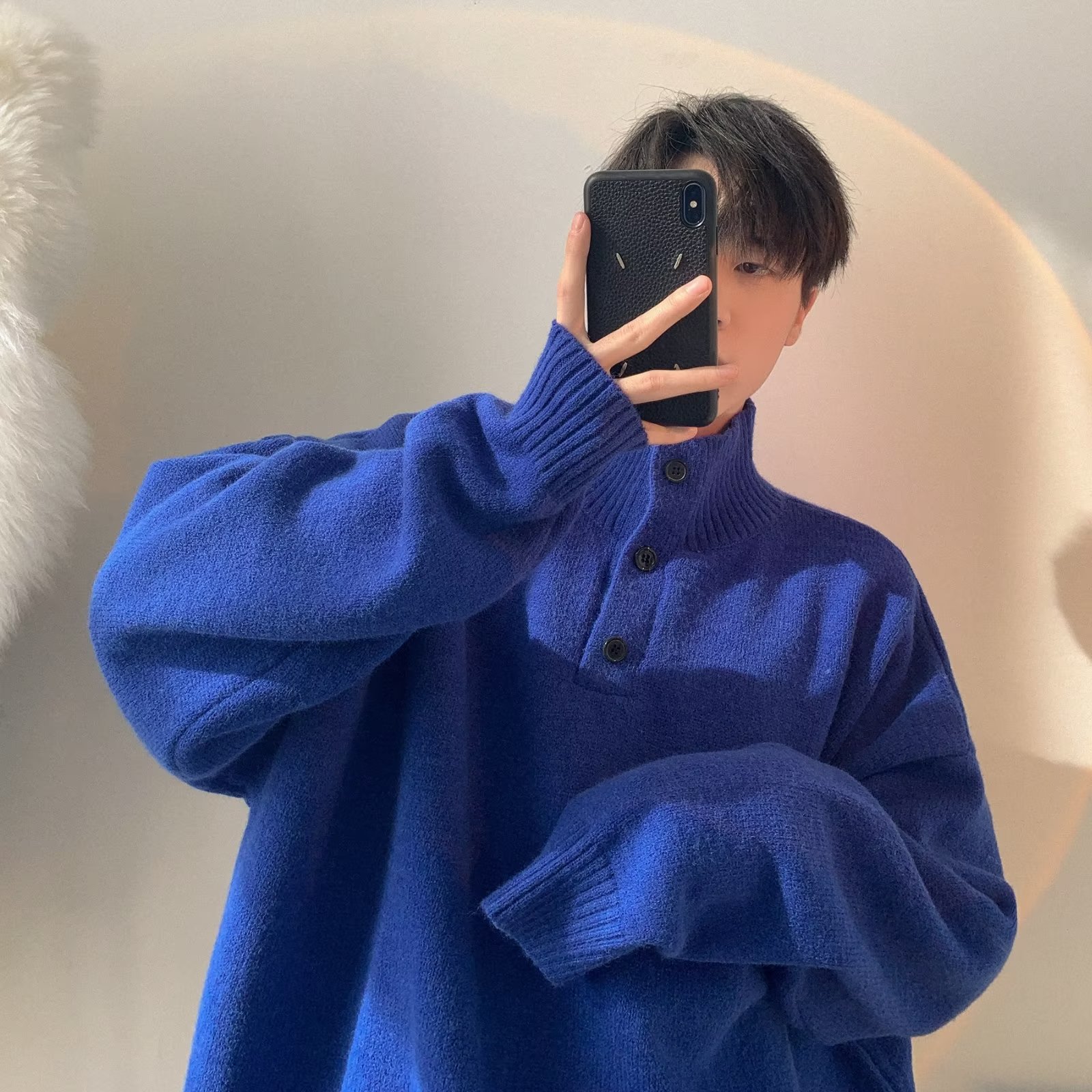 Otoño e invierno suéter grueso para hombres tendencia coreana suéter de punto japonés suelto invierno ins estilo Hong Kong abrigo de suéter perezoso